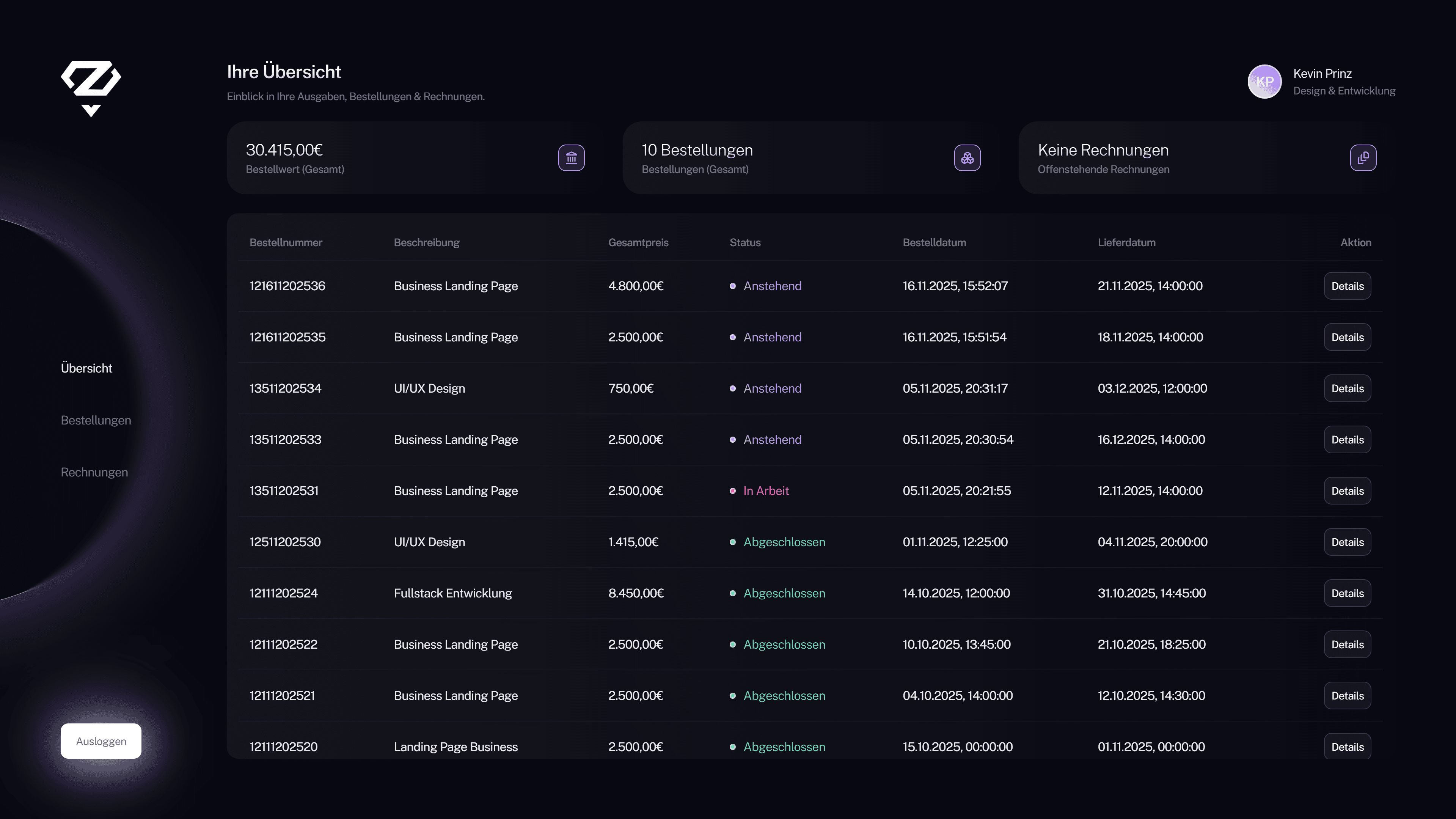 Diamond Studios - Kunden Portal
