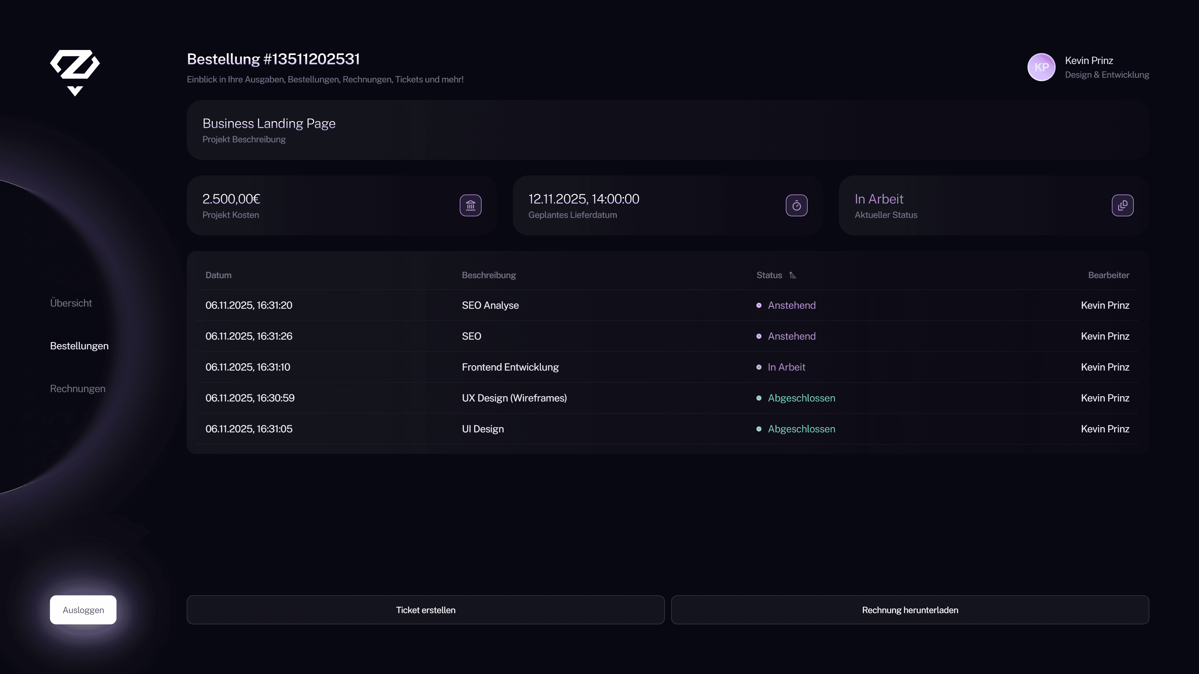 Diamond Studios - Kunden Portal
